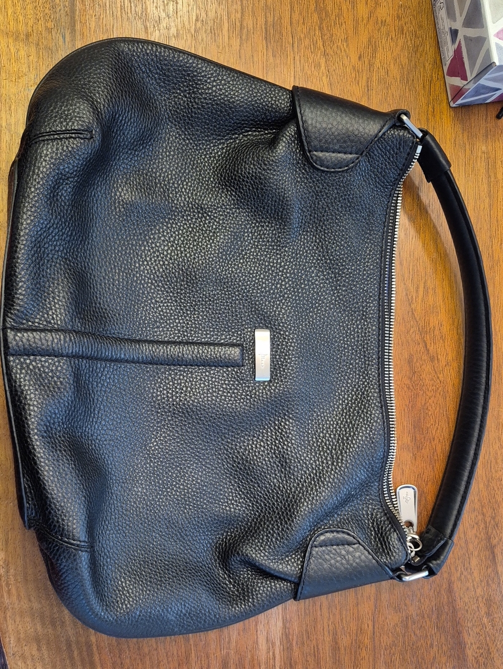 Cole Haan Black Pebbled Leather Hobo with Silver Hardware